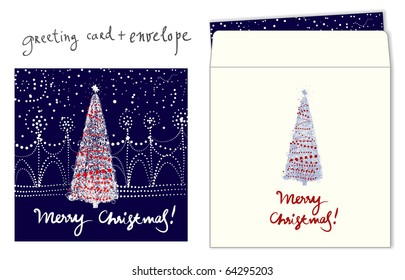 Christmas greeting. Card and envelope