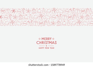 Christmas greeting card with festive elements and wishes. Vector