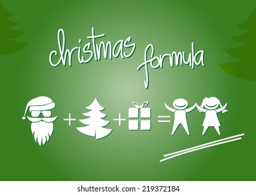 Christmas greeting card, flat design, Christmas formula