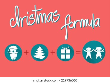 christmas greeting card, flat design, christmas formula