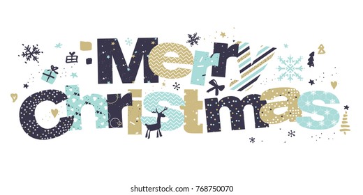 Christmas greeting card. Flat design vector illustration template for greeting cards, website and mobile banners, marketing material.