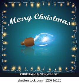  Christmas greeting Card with frame garland. christmas garland