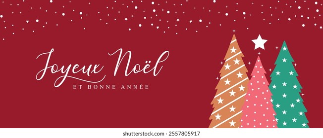 Christmas greeting card french, Merry Christmas and happy new year background banner, header