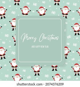 Christmas greeting card with funny Santa Claus. Vector