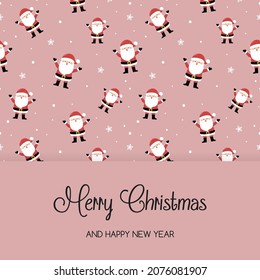 Christmas greeting card with funny Santa Claus. Vector