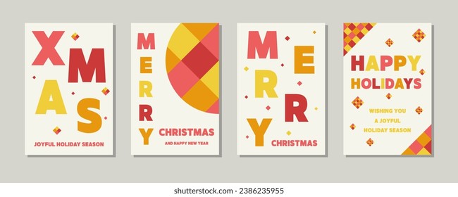 Christmas greeting card with geometric elements. Collection. Vector illustration