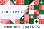 Christmas greeting card of geometric shapes and New Year's elements
