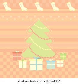 Christmas greeting  card with gifts