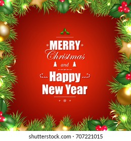 Christmas Greeting Card, With Gradient Mesh, Vector Illustration