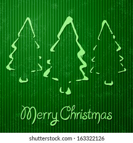 Christmas greeting card with green striped background