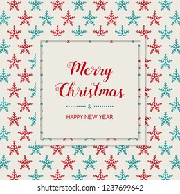 Christmas greeting card with hand drawn snowflakes. Vector.