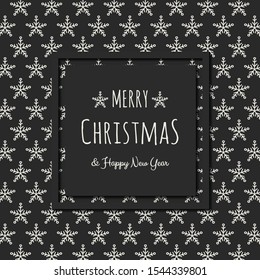 Christmas greeting card with hand drawn snowflakes. Vector.