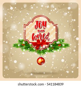 Christmas greeting card. Hand drawn calligraphy. concept handwritten joy to the world