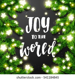 Christmas greeting card. Hand drawn calligraphy. concept handwritten joy to the world