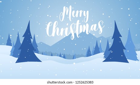 christmas greeting card with hand lettering of happy holidays and winter snowy