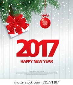 Christmas greeting card. Happy New Year 2017