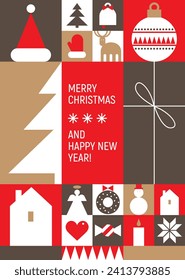 Christmas greeting card. 
Icon collection of the Christmas symbols