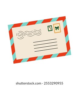 Christmas greeting card icon. Post Office. Letters to Santa Claus. Flat vector illustration on white background.