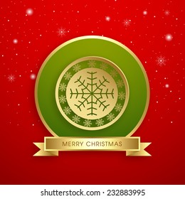 Christmas greeting card with intricate snowflake.