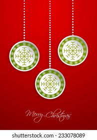 Christmas greeting card with intricate snowflakes design.