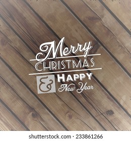 Christmas Greeting Card with Isolated tree textured background. Merry Christmas & Happy New Year lettering.