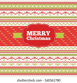 Christmas greeting card with knitted pattern