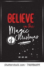 Christmas greeting card with Lettering - Believe in the magic