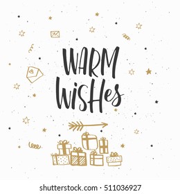 Christmas greeting card, lettering and calligraphy, modern brush lettering, hand drawn design elements, gifts, wallpapers, on vintage background