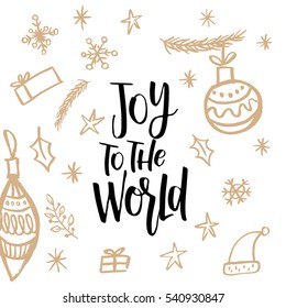 Christmas greeting card, lettering and calligraphy, modern brush lettering, hand drawn design elements, gifts, wallpapers, on vintage background