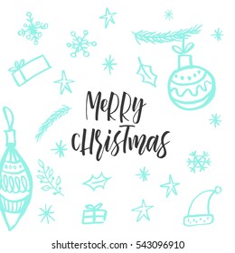 Christmas greeting card, lettering and calligraphy, modern brush lettering, hand drawn design elements, gifts, wallpapers, on vintage background