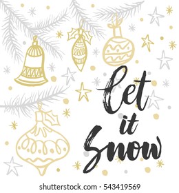 Christmas greeting card, lettering and calligraphy, modern brush lettering, hand drawn design elements, gifts, wallpapers, on vintage background