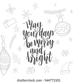 Christmas greeting card, lettering and calligraphy, modern brush lettering, hand drawn design elements, gifts, wallpapers, on vintage background
