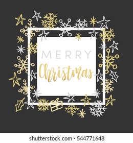 Christmas greeting card, lettering and calligraphy, modern brush lettering, hand drawn design elements, gifts, wallpapers, on vintage background