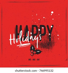 Christmas greeting card with Lettering - Happy Holidays