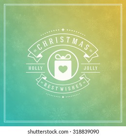 Christmas greeting card light and snowflakes vector background. Holly Jolly Christmas holidays wish message design and vintage decorations. Vector illustration.