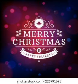 Christmas greeting card light vector background. Merry Christmas holidays wish design and vintage ornament decoration. Happy new year message. Vector illustration.