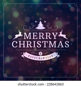 Fondo vectorial de la tarjeta de felicitación de Navidad. Feliz Navidad deseo diseño y decoración de adornos vintage. Feliz mensaje de año nuevo. Ilustración vectorial.