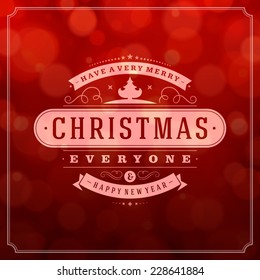Christmas greeting card light vector background. Merry Christmas holidays wish design and vintage ornament decoration. Happy new year message. Vector illustration. 