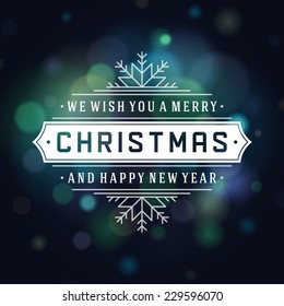 Christmas greeting card light vector background. Merry Christmas holidays wish design and vintage ornament decoration. Happy new year message. Vector illustration. 