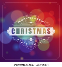 Christmas greeting card light vector background. Merry Christmas holidays wish design and vintage ornament decoration. Happy new year message. Vector illustration. 