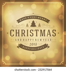 Christmas greeting card light vector background. Merry Christmas holidays wish design and vintage ornament decoration. Happy new year message. Vector illustration. 