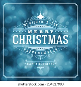 Christmas greeting card light vector background. Merry Christmas holidays wish design and vintage ornament decoration. Happy new year message. Vector illustration. 