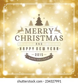 Christmas greeting card light vector background. Merry Christmas holidays wish design and vintage ornament decoration. Happy new year message. Vector illustration. 