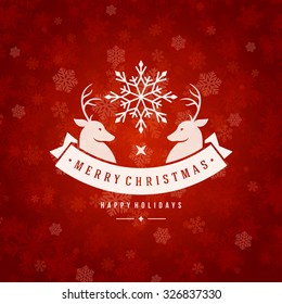 Christmas greeting card lights and snowflakes vector background. Merry Christmas holidays wish and Happy new year message typography design and vintage ornament. Vector illustration.