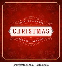 Christmas greeting card lights and snowflakes vector background. Merry Christmas holidays wish message typography design and decorations. Vector illustration.