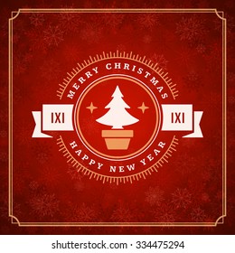 Christmas greeting card lights and snowflakes vector background. Merry Christmas holidays wish message typography design and decorations. Vector illustration.