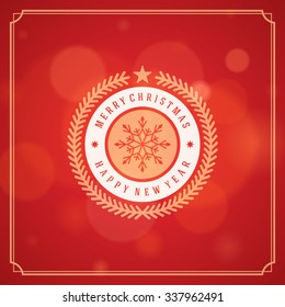 Christmas greeting card lights vector background. Merry Christmas holidays wish message typography design and decorations. Vector illustration.