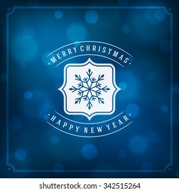 Christmas greeting card lights vector background. Merry Christmas holidays wish message typography design and decorations. Vector illustration.