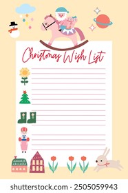 christmas greeting card, Christmas List Template, santa claus set, Vector of a party, Set of Christmas element , cute stickers, Santa letter printable, holiday list for kids, teens , and adults
