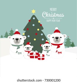 Christmas Greeting Card with little bear.